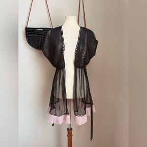 Vintage Seductivewear by Cinema Etoile Black Ruffle Sheer Robe, XL